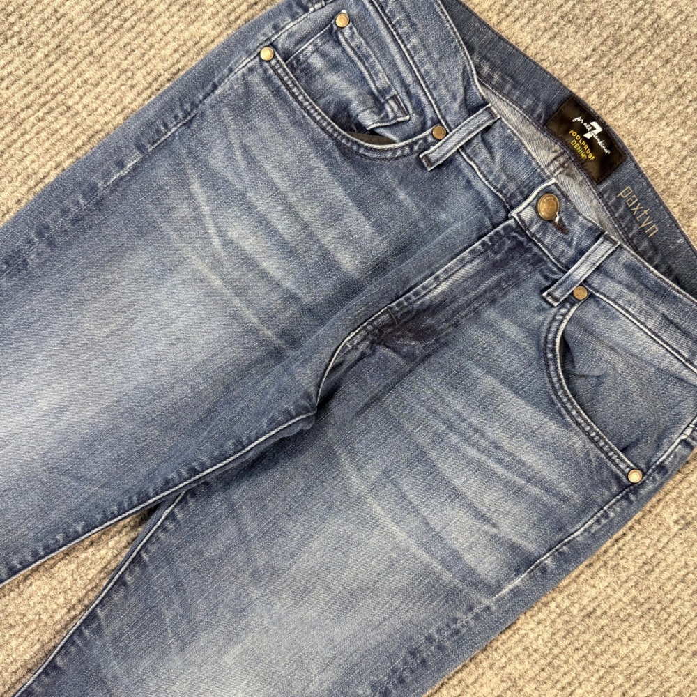 7 For All Mankind Paxtyn Skinny Jeans Mens 33 Foolproof Denim Blue Medium Wash